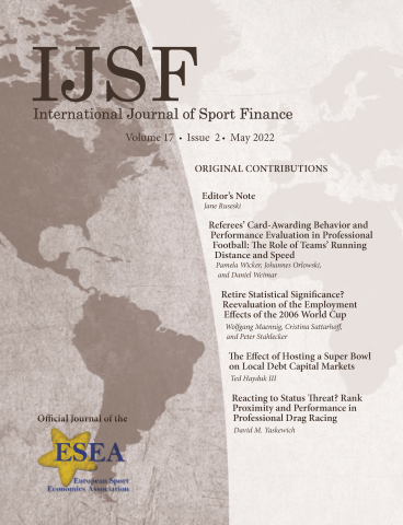 International Journal of Sport Finance封面(2022年5月 · Volume 17, Issue 2)